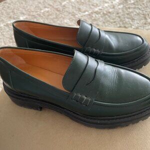Sezane Albane Loafers, dark green, size 38
